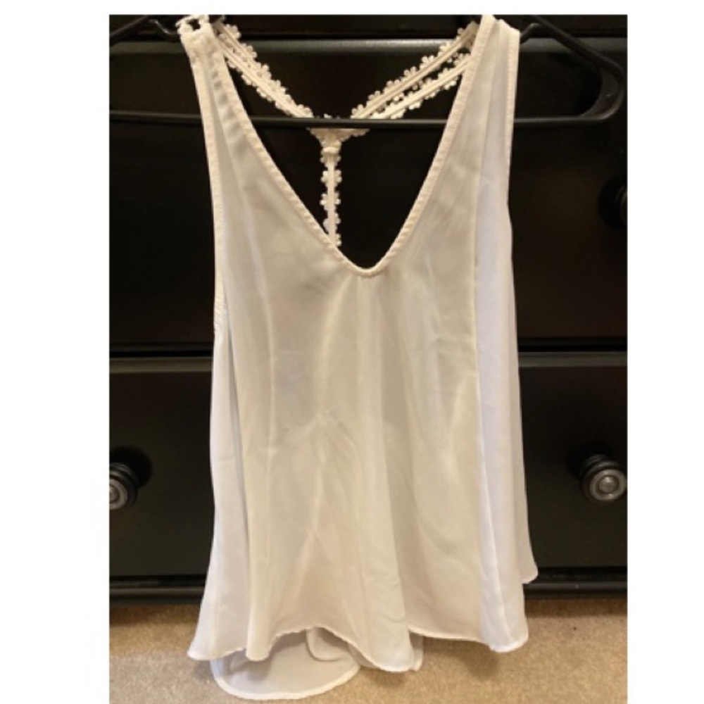 Sheer white flowy tank